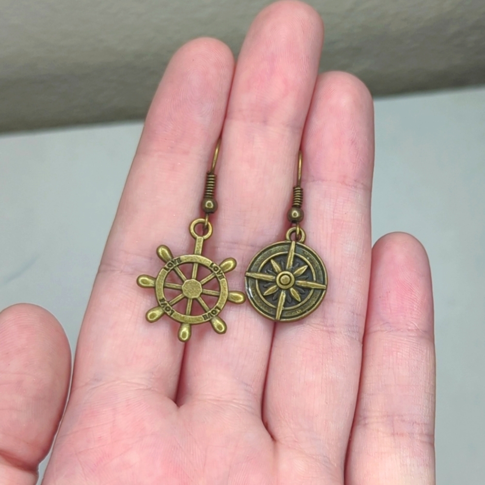 Mismatched Compass Earrings